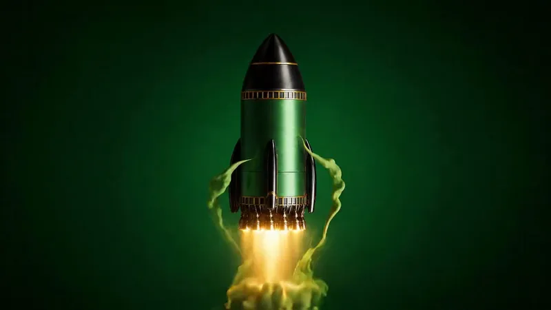 Animated green rocket visual